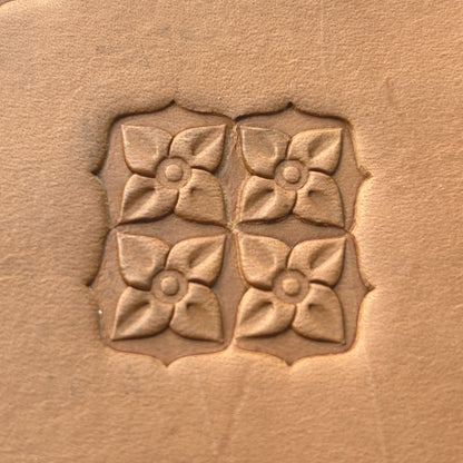 Floral Geometric leather stamp LT609 — pattern imprint on veg-tan leather