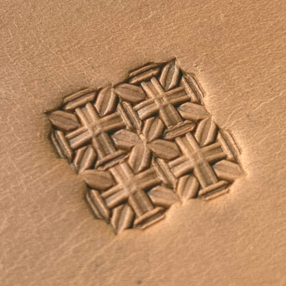 Cross Tiles Geometric leather stamp LT610 — pattern imprint on veg-tan leather