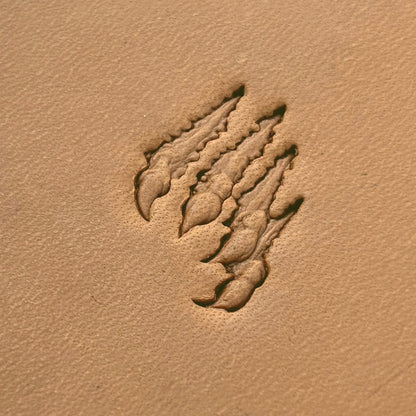Claw Marks Paw leather stamp LT613 — single impression on veg-tan leather