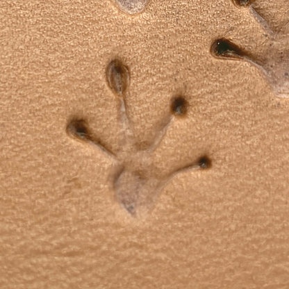 Frog Footprint leather stamp LT616 — pattern imprint on veg-tan leather