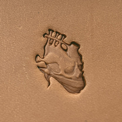 Head Dragon leather stamp LT617 — pattern imprint on veg-tan leather