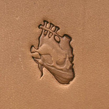 Head Dragon leather stamp LT617 — pattern imprint on veg-tan leather