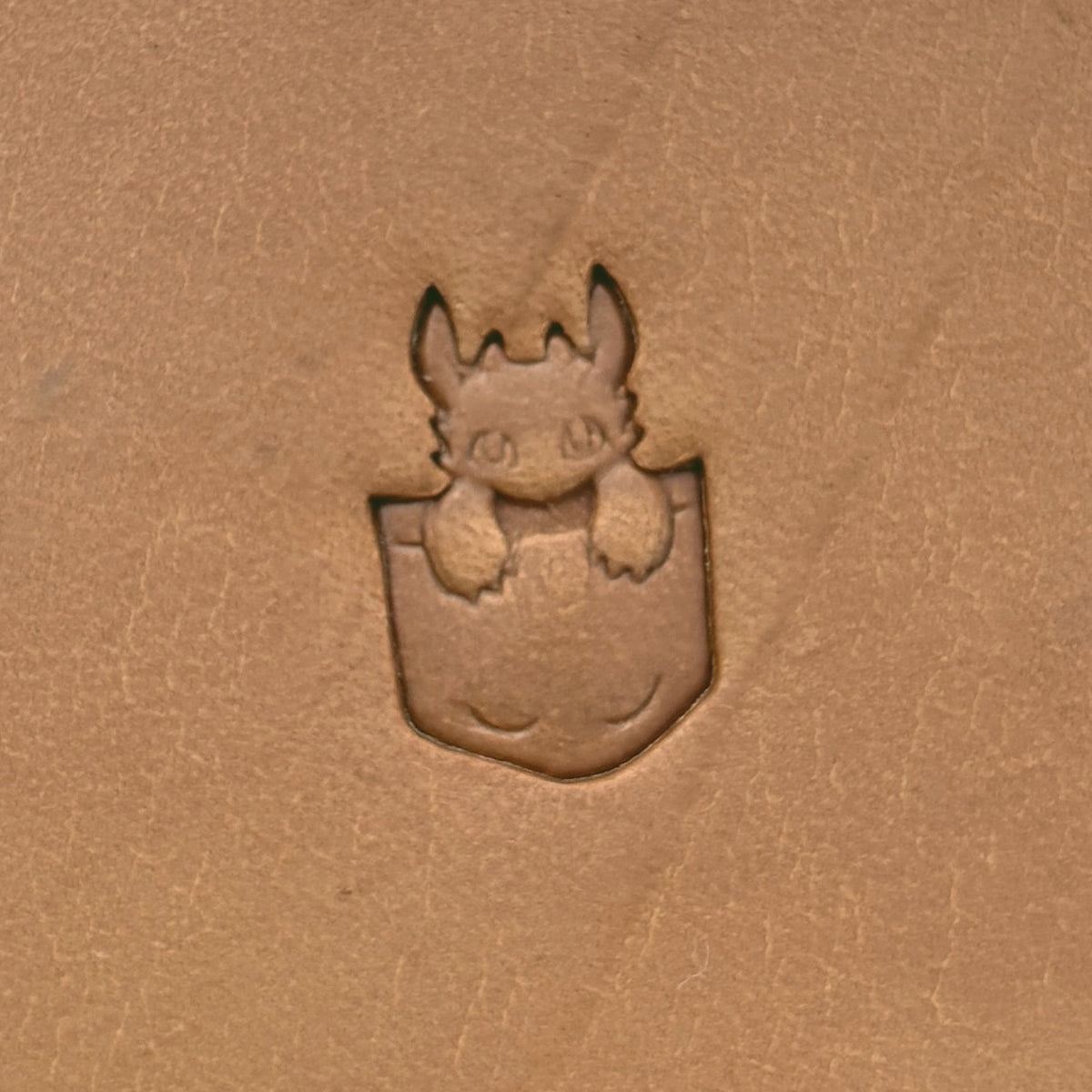 Pocket Dragon leather stamp LT619 — pattern imprint on veg-tan leather
