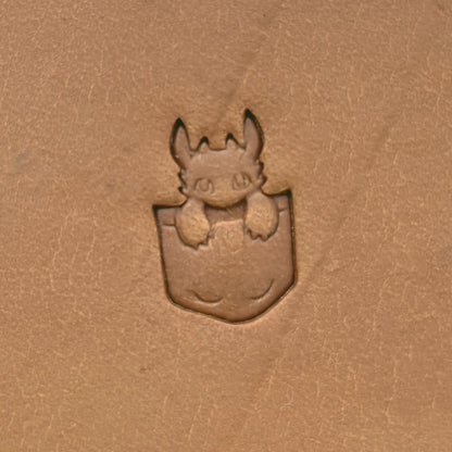 Pocket Dragon leather stamp LT619 — pattern imprint on veg-tan leather