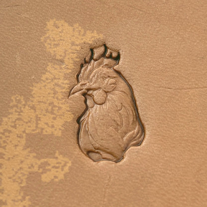 Rooster Head Animal leather stamp LT623 — pattern imprint on veg-tan leather