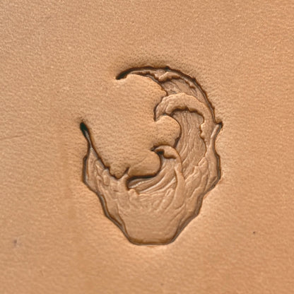 Wave Stylized leather stamp LT624 — pattern imprint on veg-tan leather