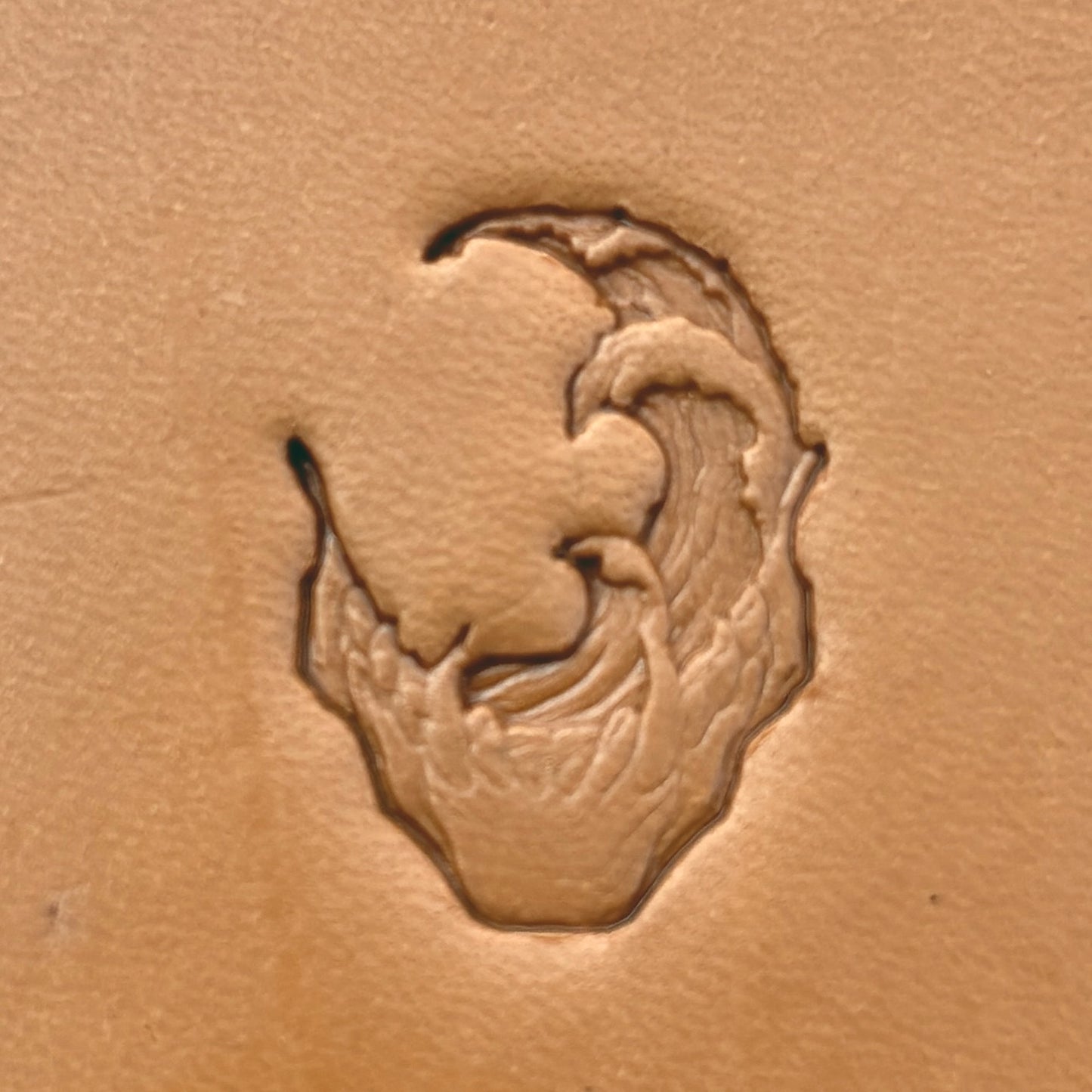 Wave Stylized leather stamp LT624 — pattern imprint on veg-tan leather