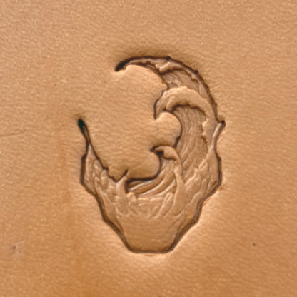 Wave Stylized leather stamp LT624 — pattern imprint on veg-tan leather