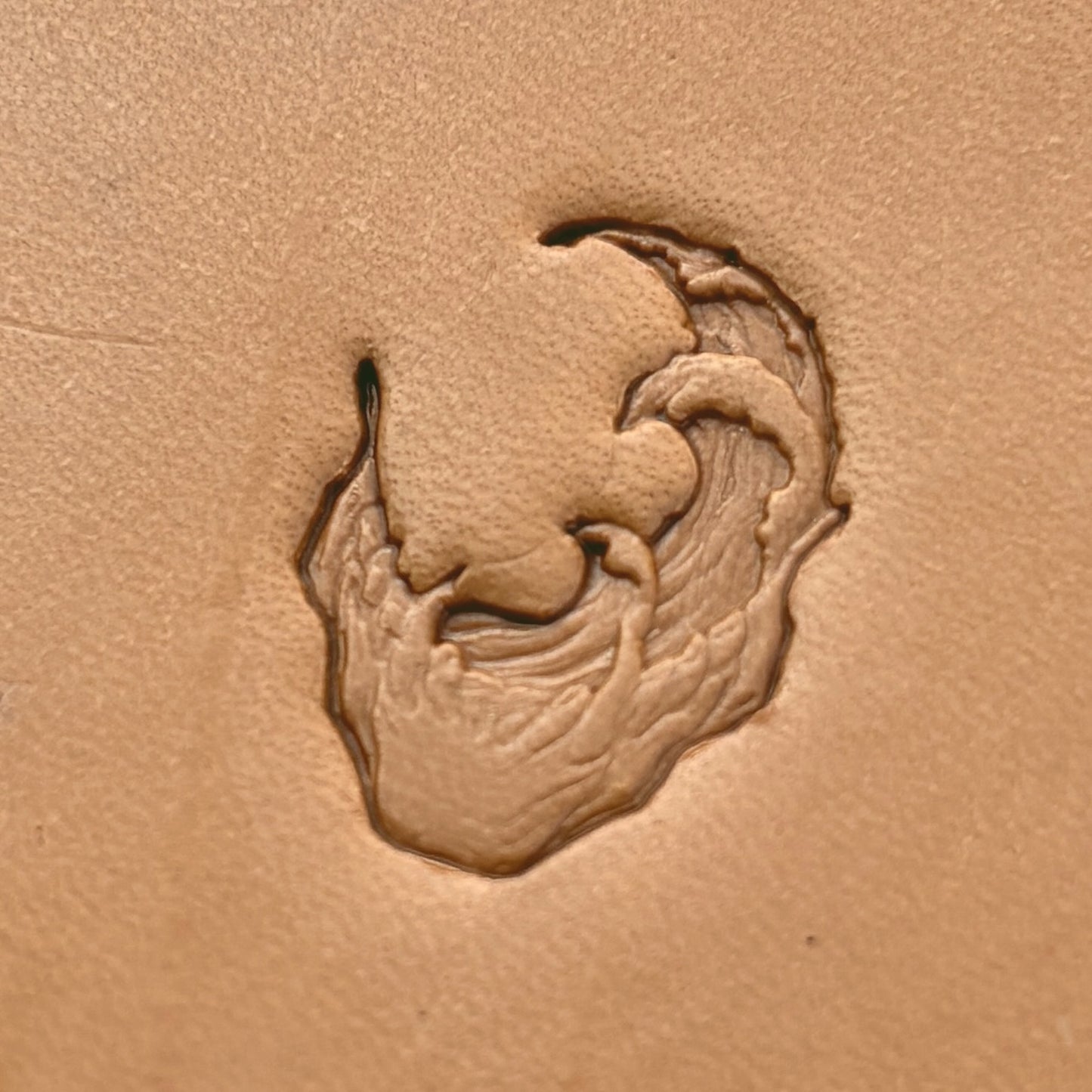 Wave Stylized leather stamp LT624 — single impression on veg-tan leather