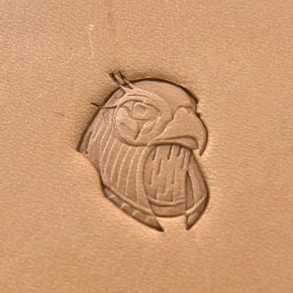 Fierce Head Eagle leather stamp LT625 — pattern imprint on veg-tan leather