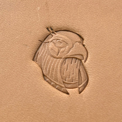 Fierce Head Eagle leather stamp LT625 — pattern imprint on veg-tan leather