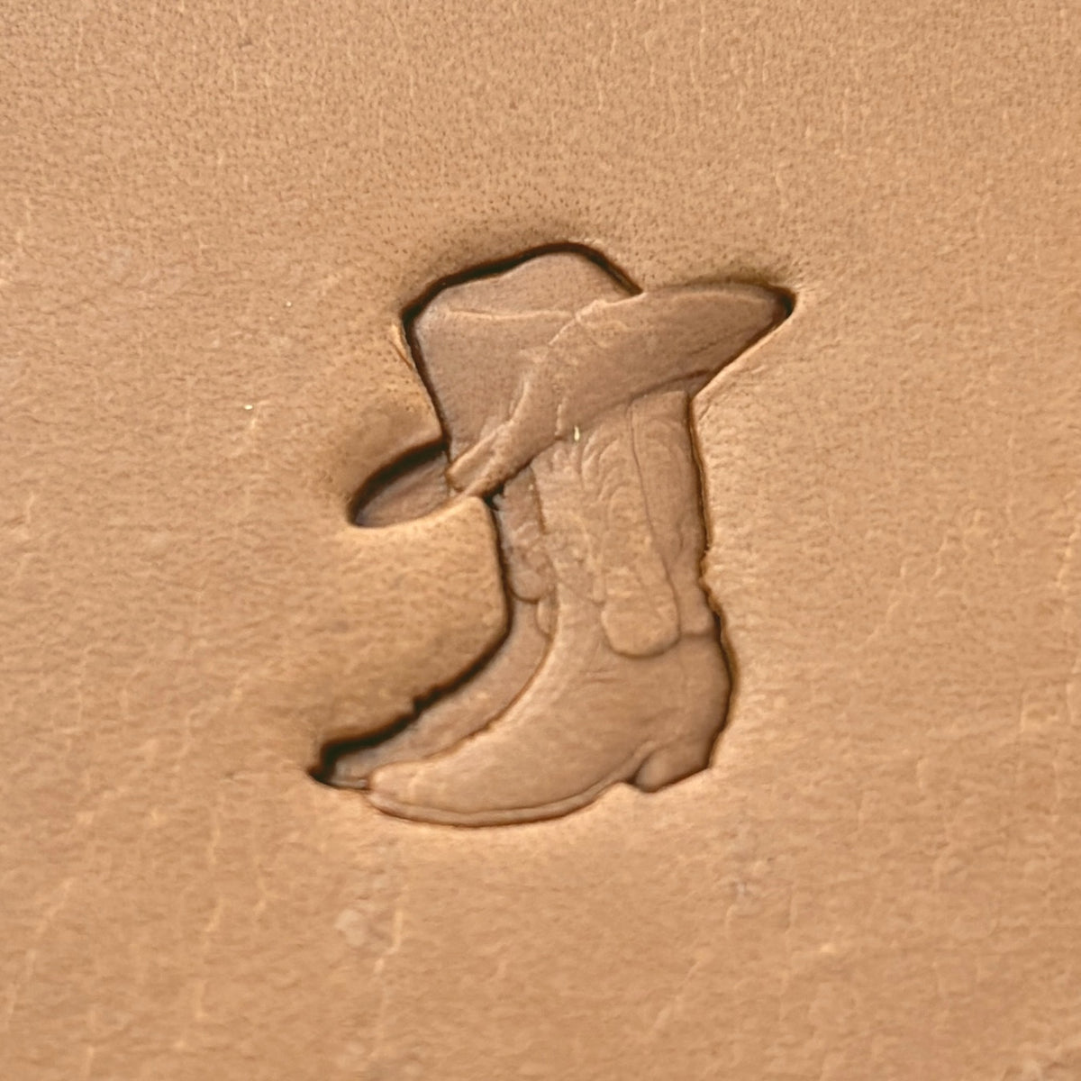 Cowboy Boot leather stamp LT627 — pattern imprint on veg-tan leather