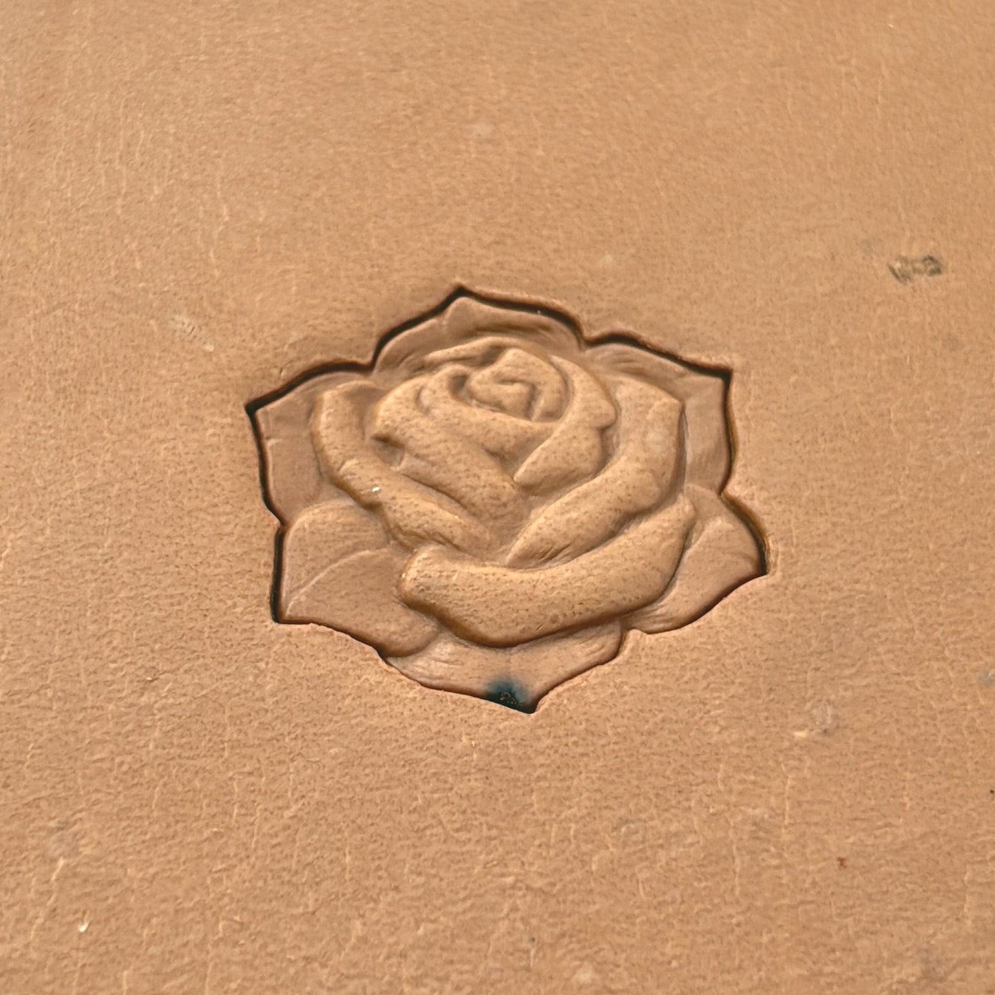 Blossom Rose leather stamp LT628 — pattern imprint on veg-tan leather