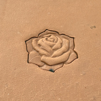 Blossom Rose leather stamp LT628 — pattern imprint on veg-tan leather