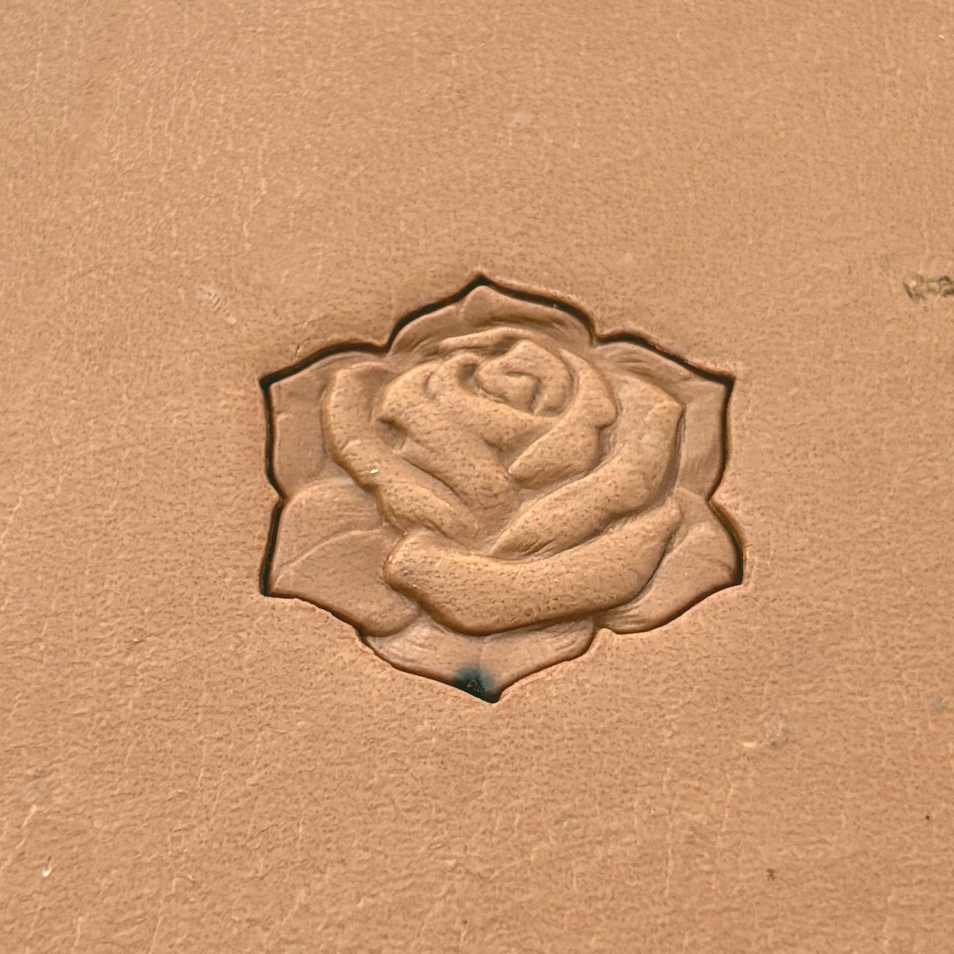 Blossom Rose leather stamp LT628 — pattern imprint on veg-tan leather