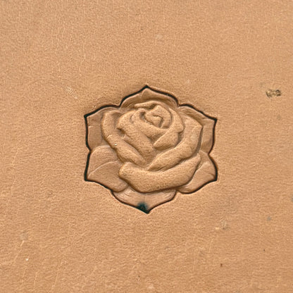 Blossom Rose leather stamp LT628 — pattern imprint on veg-tan leather