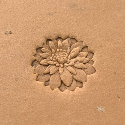 Chrysanthemum Flower leather stamp LT629 — pattern imprint on veg-tan leather