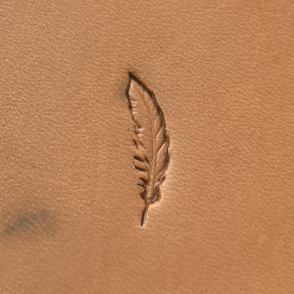 Feather leather stamp LT631 — pattern imprint on veg-tan leather