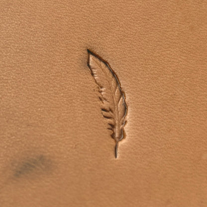 Feather leather stamp LT631 — pattern imprint on veg-tan leather