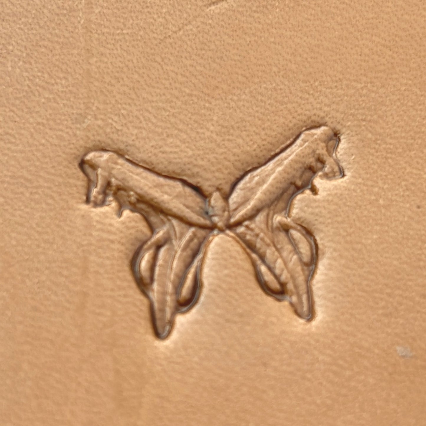 Flying Butterfly leather stamp LT632 — pattern imprint on veg-tan leather