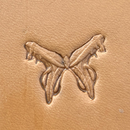 Flying Butterfly leather stamp LT632 — pattern imprint on veg-tan leather