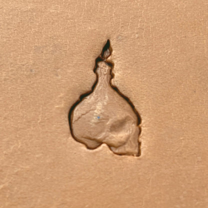 Candle Skull leather stamp LT639 — pattern imprint on veg-tan leather