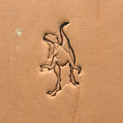 T-Rex leather stamp LT642 — single impression on veg-tan leather