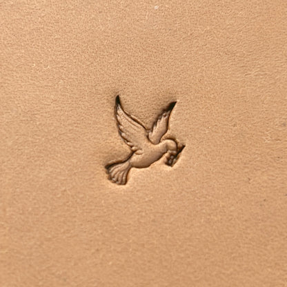 Flying Dove leather stamp LT643 — pattern imprint on veg-tan leather