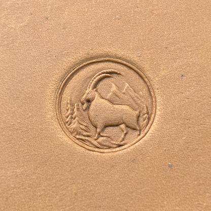 Mountain Scene Goat leather stamp LT644 — pattern imprint on veg-tan leather