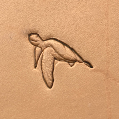 Swimming Sea Turtle leather stamp LT648 — pattern imprint on veg-tan leather