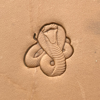 Cobra Snake leather stamp LT649 — pattern imprint on veg-tan leather