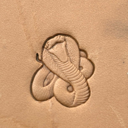 Cobra Snake leather stamp LT649 — single impression on veg-tan leather