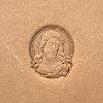 Sacred Portrait leather stamp LT651 — pattern imprint on veg-tan leather