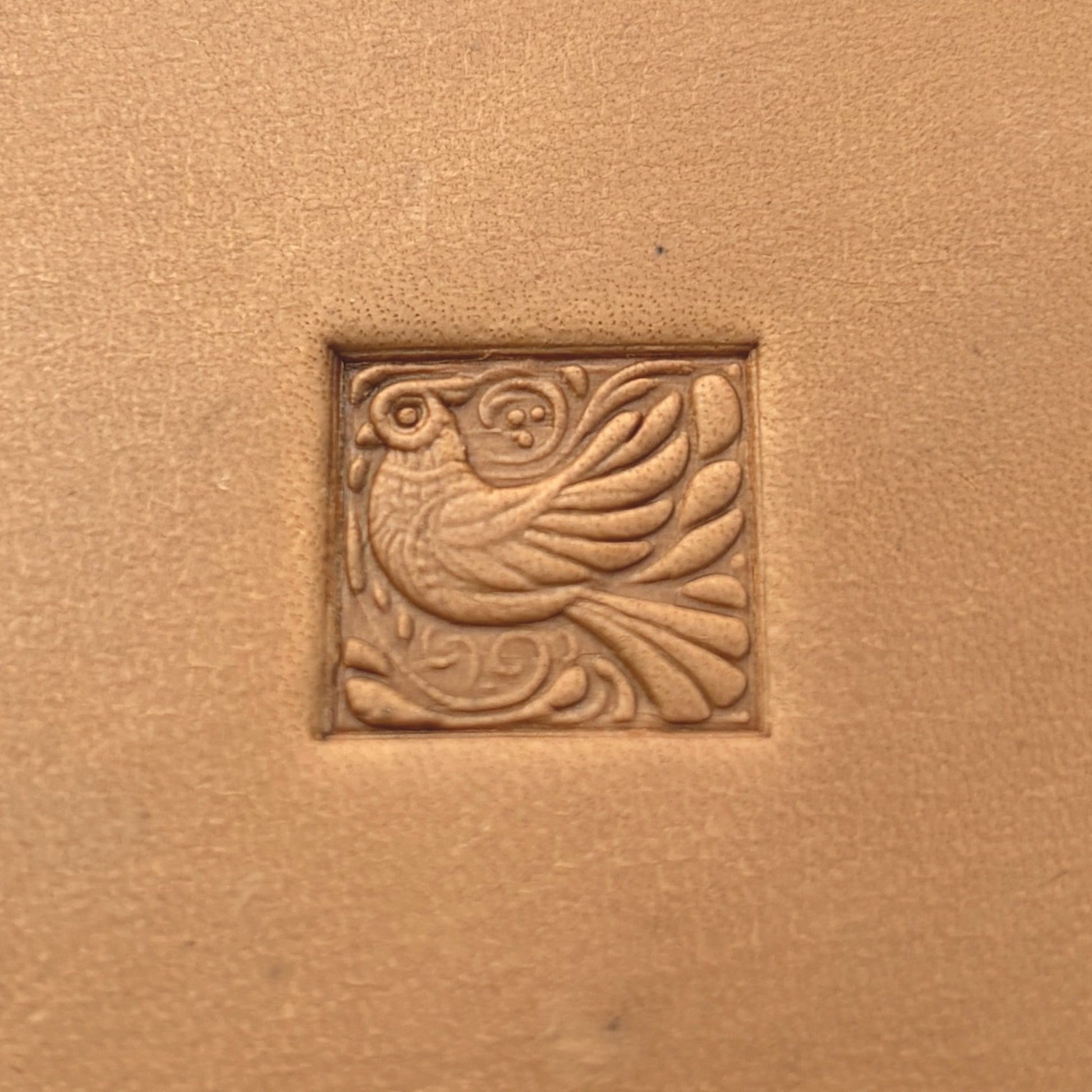 Whimsical Bird leather stamp LT652 — pattern imprint on veg-tan leather