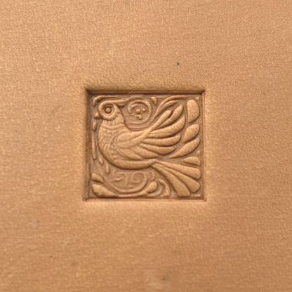 Whimsical Bird leather stamp LT652 — pattern imprint on veg-tan leather