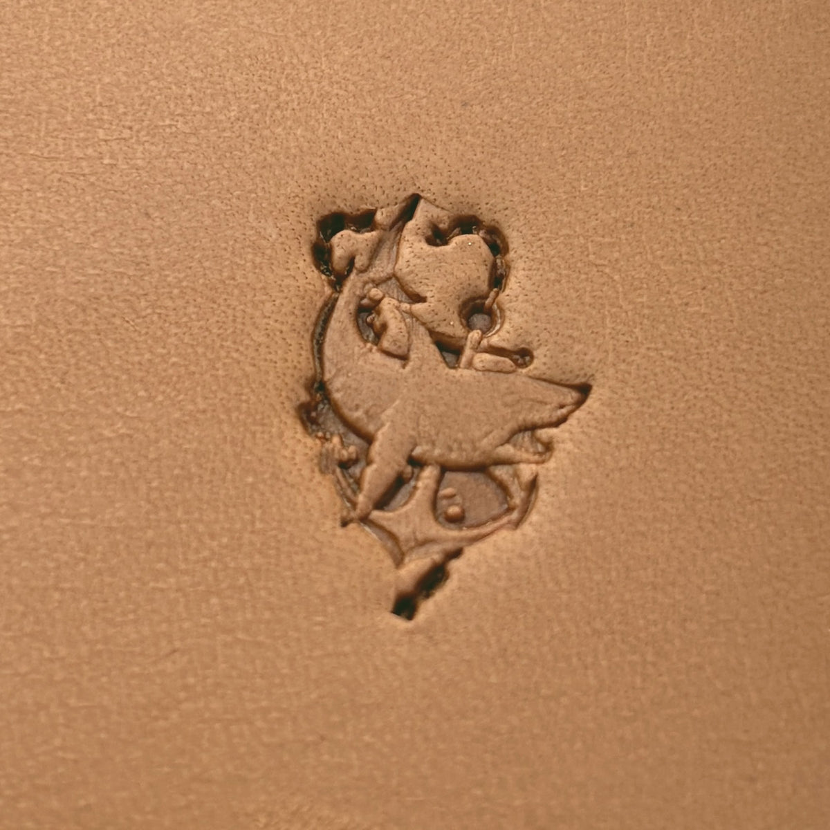 Shark leather stamp LT653 — pattern imprint on veg-tan leather