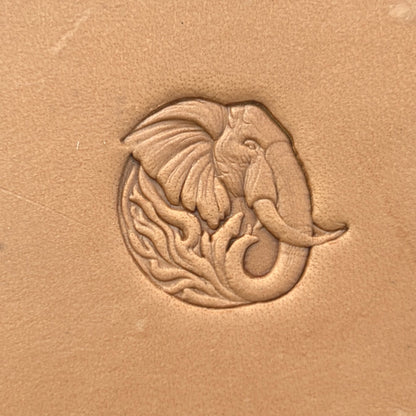 Head Elephant leather stamp LT656 — pattern imprint on veg-tan leather