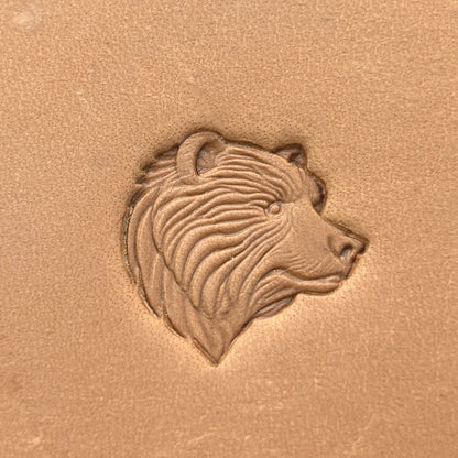 Head Bear leather stamp LT657 — pattern imprint on veg-tan leather