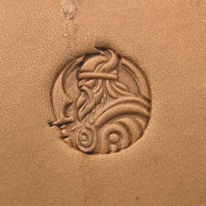 Viking Warrior leather stamp LT662 — pattern imprint on veg-tan leather
