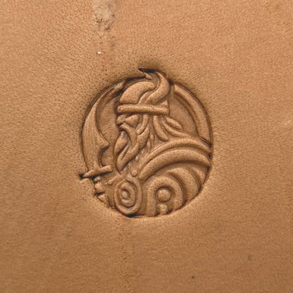 Viking Warrior leather stamp LT662 — single impression on veg-tan leather