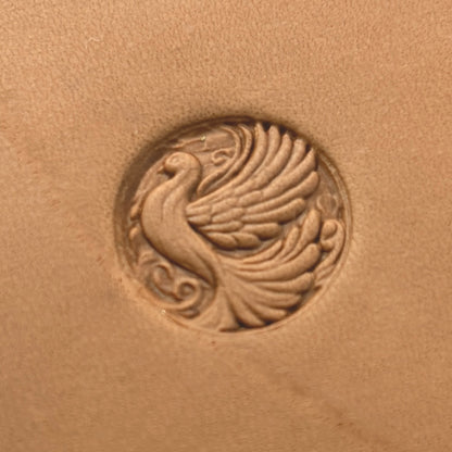 Elegant Bird Peacock leather stamp LT663 — pattern imprint on veg-tan leather