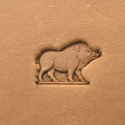 Wild Boar leather stamp LT664 — pattern imprint on veg-tan leather