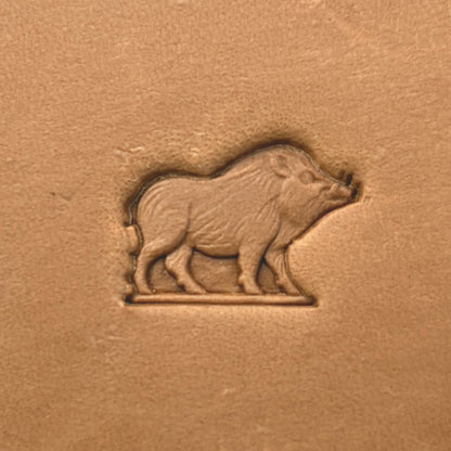 Wild Boar leather stamp LT664 — pattern imprint on veg-tan leather