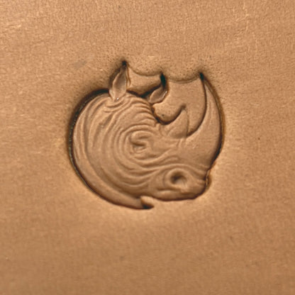 Rhino Head Animal leather stamp LT665 — pattern imprint on veg-tan leather