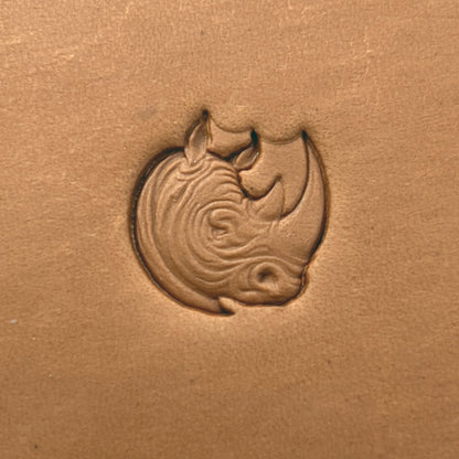 Rhino Head Animal leather stamp LT665 — pattern imprint on veg-tan leather