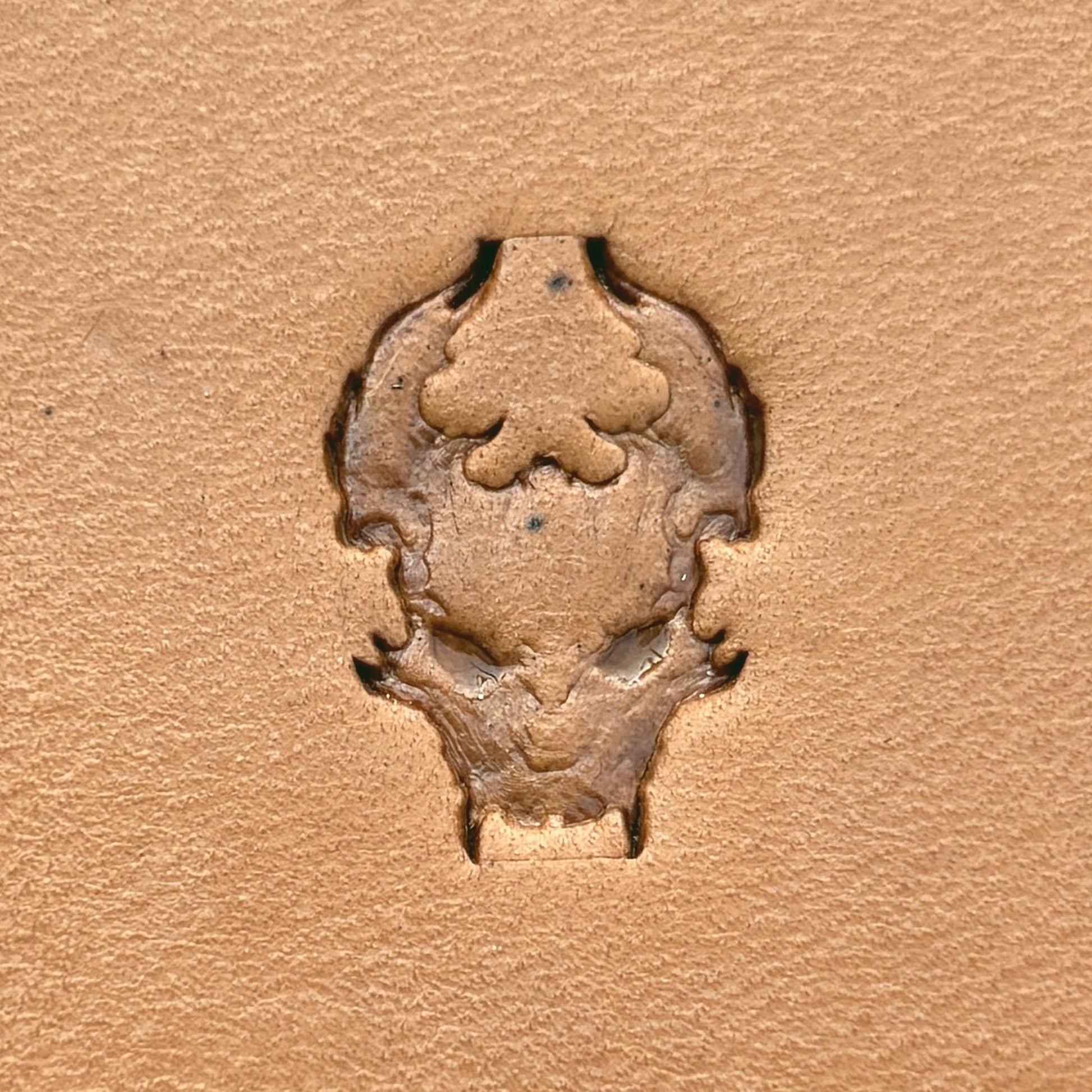 Skull Outline Dragon leather stamp LT674 — pattern imprint on veg-tan leather