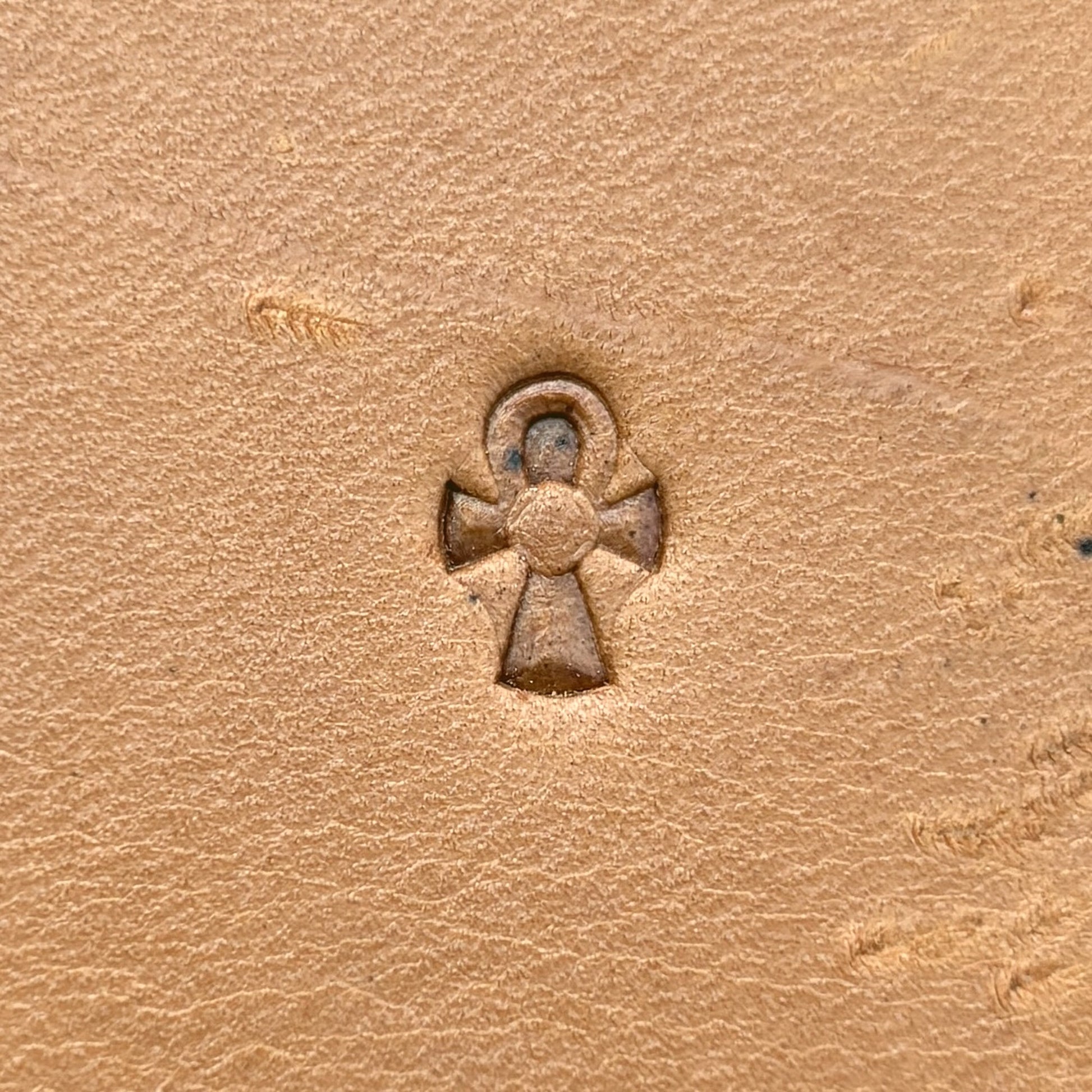 Ankh Symbol leather stamp LT677 — single impression on veg-tan leather