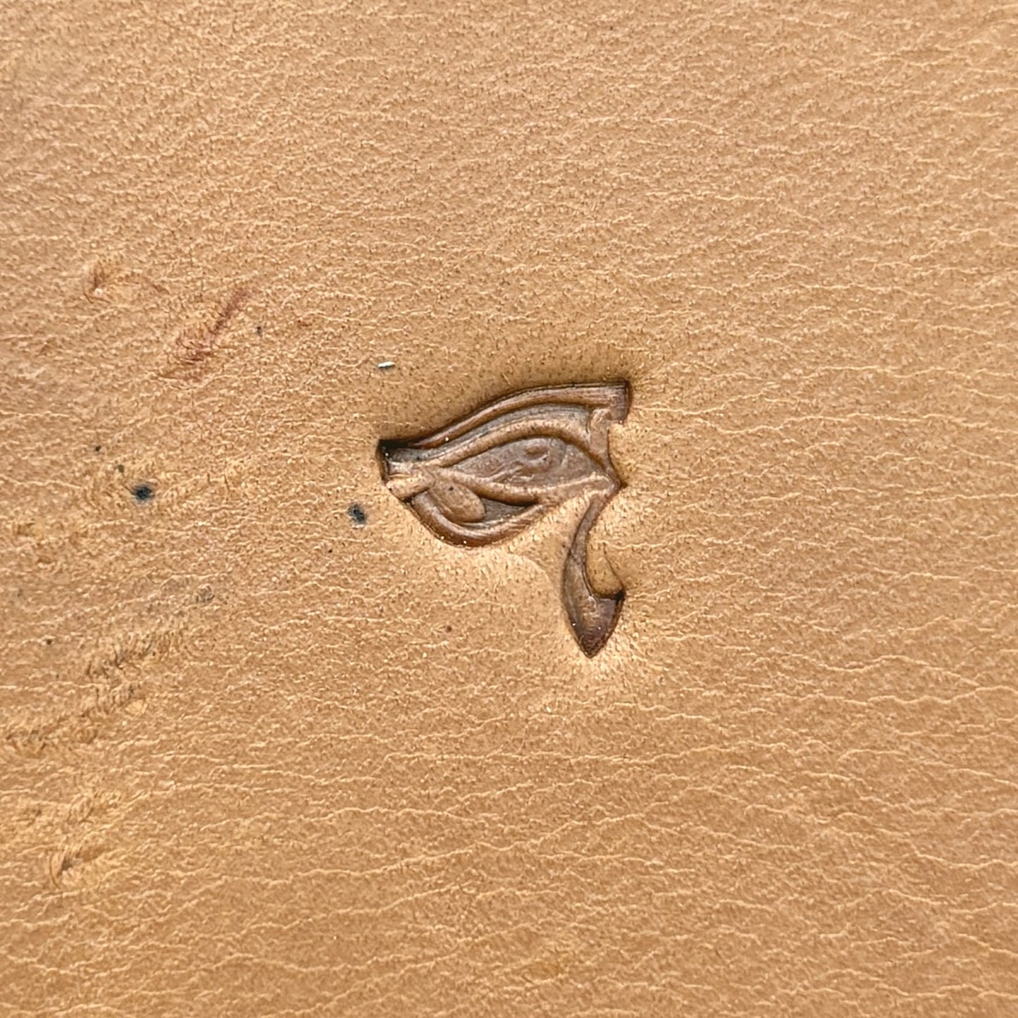 Horus Eye leather stamp LT678 — pattern imprint on veg-tan leather
