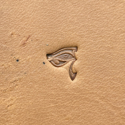 Horus Eye leather stamp LT678 — pattern imprint on veg-tan leather