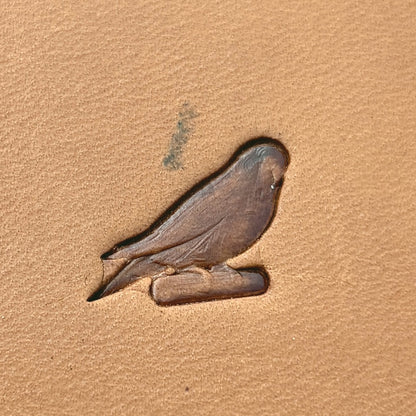 Parrot leather stamp LT687 — pattern imprint on veg-tan leather